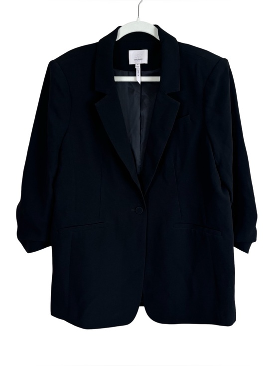 cinq a sept Jackets & Blazers - Cinq A Sept Khloe Blazer Women’s Size 14 In Black Ruched Sleeve Single Button